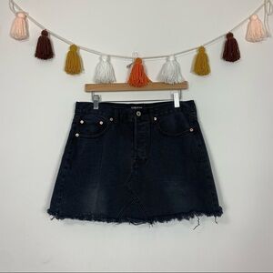 Umgee Raw Hem Washed Black Denim Mini Skirt Size 10